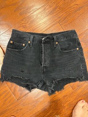 Levi's Black Distressed Jean Shorts